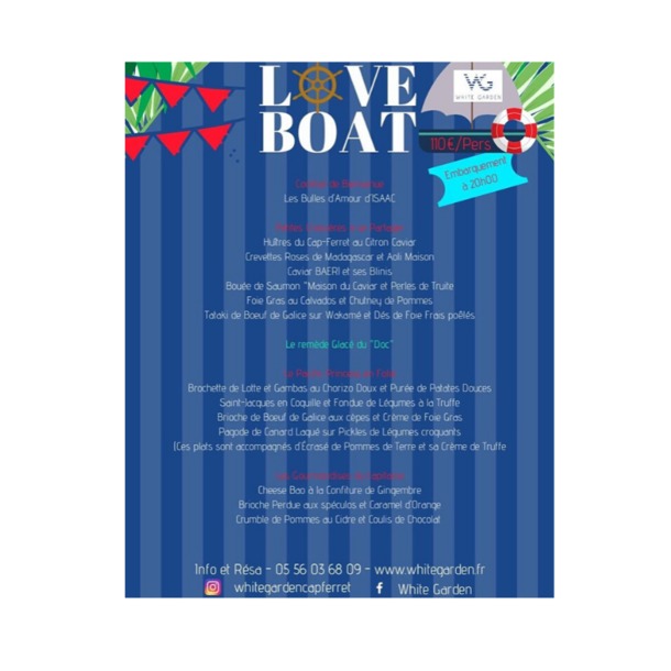 Love Boat au white garden : diner et soirée dansante